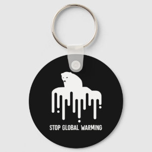 Stop Glol Warming Climate Change Polar Bear Enviro Key Ring
