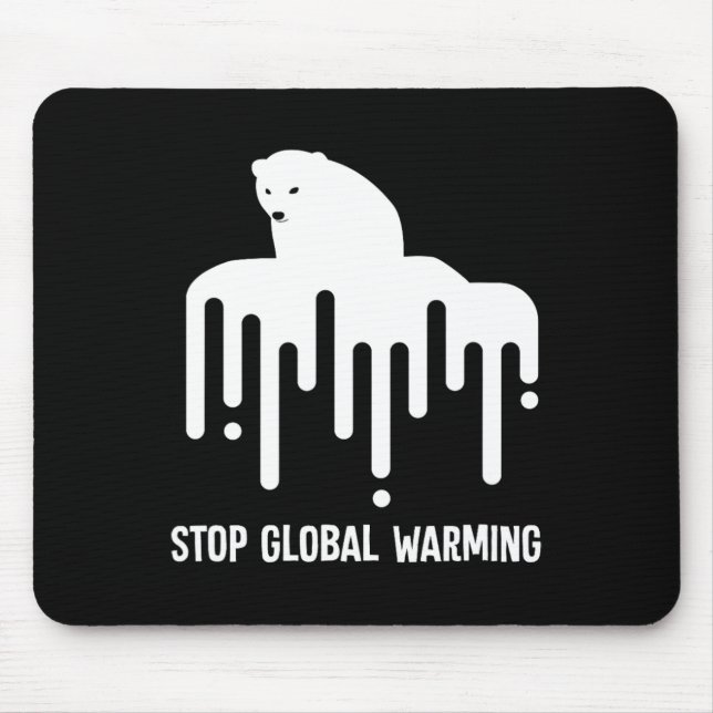 Stop Glol Warming Climate Change Polar Bear Enviro Mouse Mat (Front)
