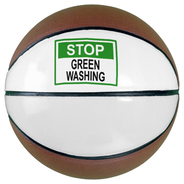 Stop Greenwashing Sign Button Basketball (Front)