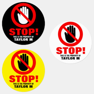 Stop Hands off warning red black custom name id