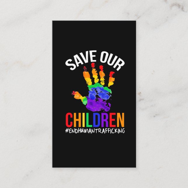 Stop Human Trafficking Save Our Children Awareness Business Card (Front)