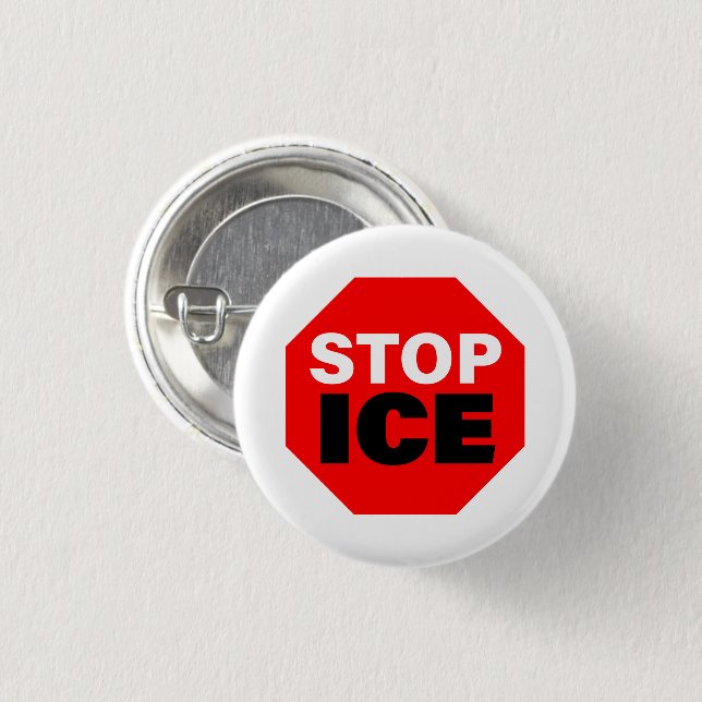 Stop ICE 3 Cm Round Badge (Front & Back)
