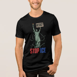 Stop ICE Funny Statue of Liberty Resist  Tri-Blend Shirt