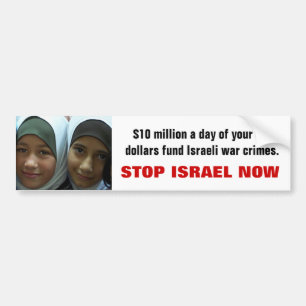 STOP ISRAEL NOW BUMPER STICKER