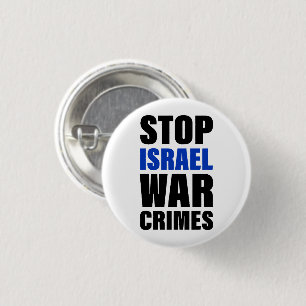 Stop Israel War Crimes   Free Palestine   Bold  3 Cm Round Badge