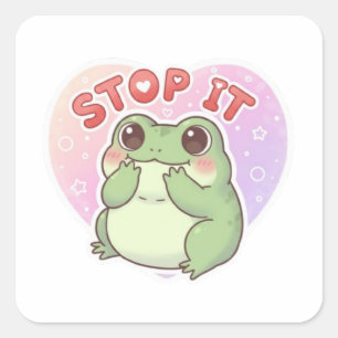 Stop It Frog Sticker Cute Shy Blushing Frog Romant