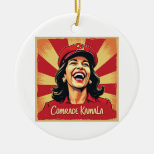 Stop Kamunism Harris Walz 2024 Comrade Kamala Ceramic Tree Decoration