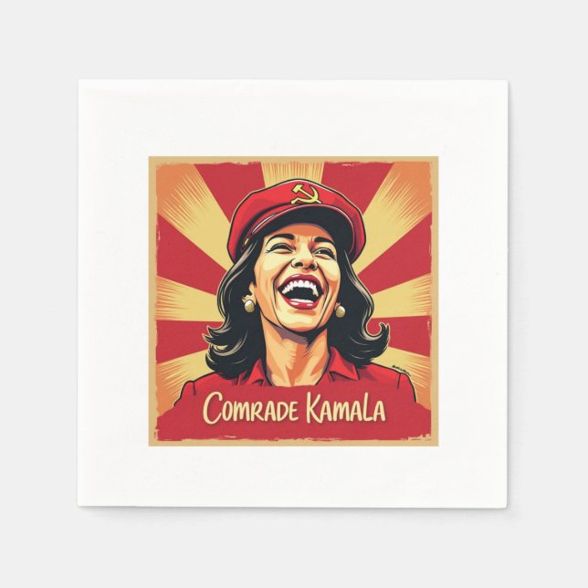 Stop Kamunism Harris Walz 2024 Comrade Kamala Napkin (Front)