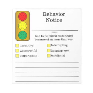 Stop Light Student Behaviour Notice Notepad