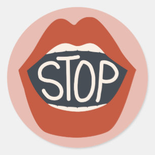 Stop Lips Classic Round Sticker