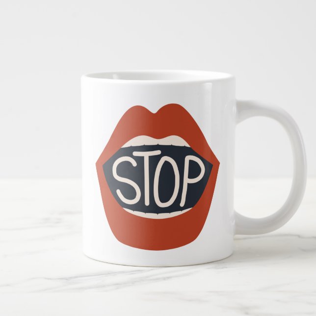 Stop Lips Large Coffee Mug (Right)