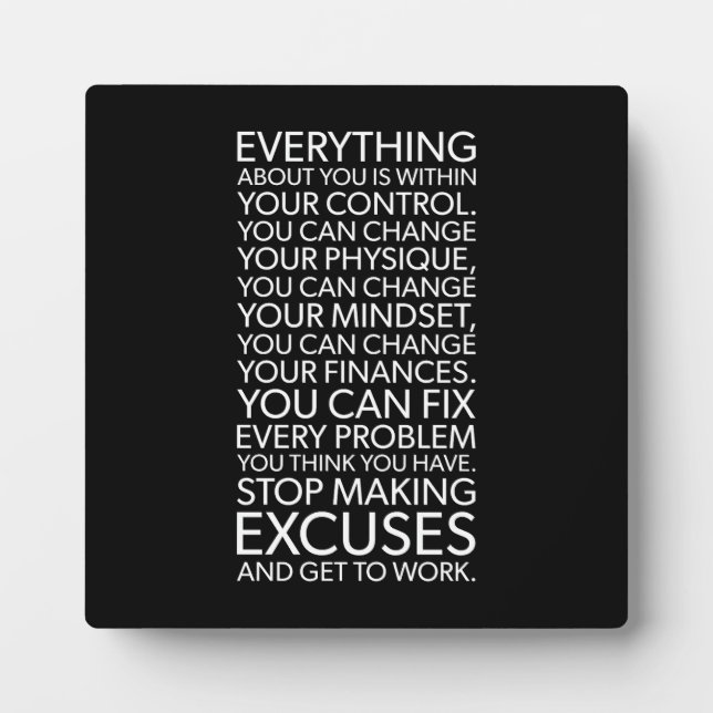 Stop Making Excuses - Success Motivational Plaque (Front)