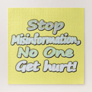 "Stop Misinformation" Cute Design. Buy Now Jigsaw Puzzle