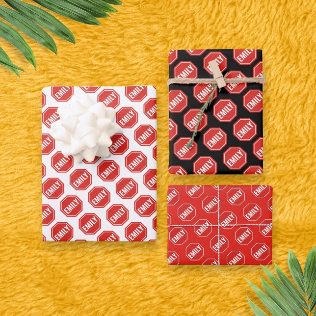 STOP: NAME/WORD CUSTOMIZE Funny Unique Novelty  Wrapping Paper Sheet (Creator Uploaded)