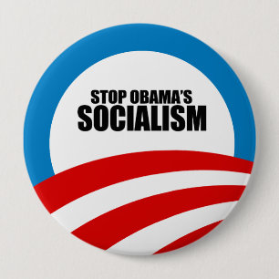STOP OBAMA SOCIALISM 10 CM ROUND BADGE