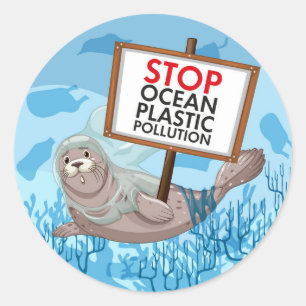 Stop Ocean Plastic Pollution Classic Round Sticker