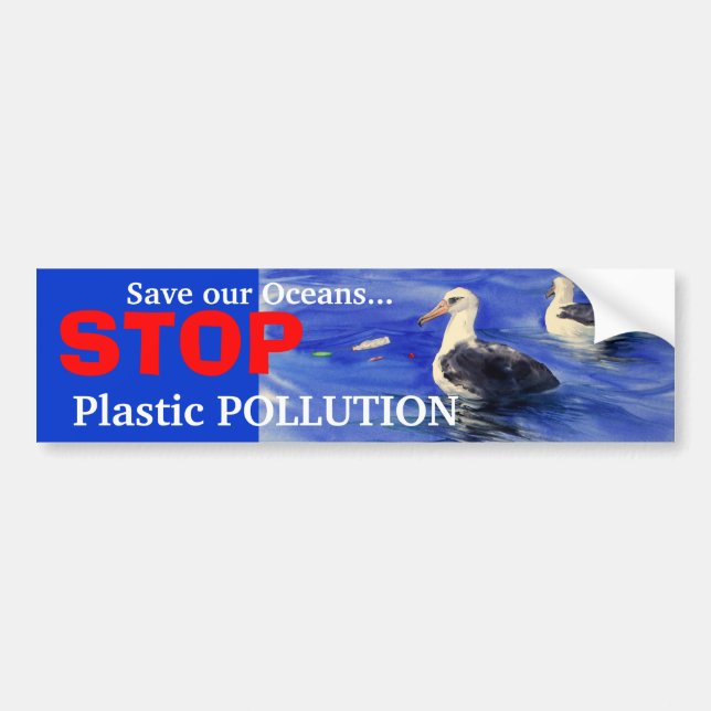 STOP Plastic Pollution Bumper Sticker (Front)