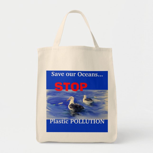 STOP Plastic Pollution Tote Bag (Front)