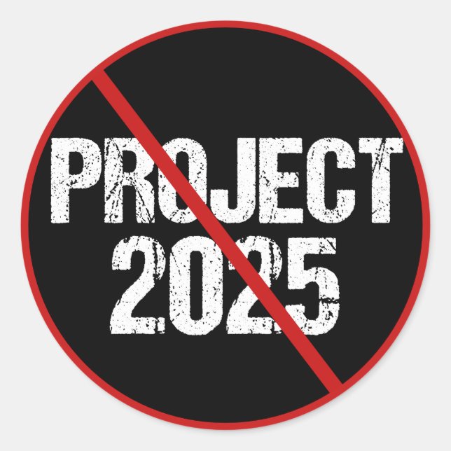 Stop Project 2025 Anti Trump Political Classic Round Sticker (Front)