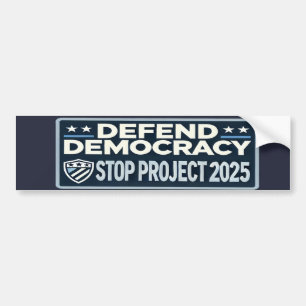 Stop Project 2025 - Defend Democracy - Vote Blue Bumper Sticker