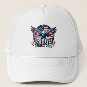 Stop Project 2025 - Defend Democracy - Vote Blue Trucker Hat