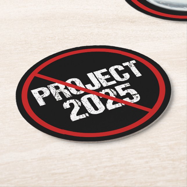Stop Project 2025 Political Round Paper Coaster (Angled)