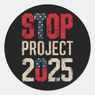 Stop Project 2025 Trump Biden Vintage Classic Round Sticker