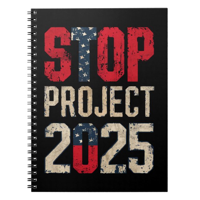Stop Project 2025 Trump Biden Vintage Notebook (Front)