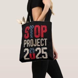 Stop Project 2025 Trump Biden Vintage Tote Bag