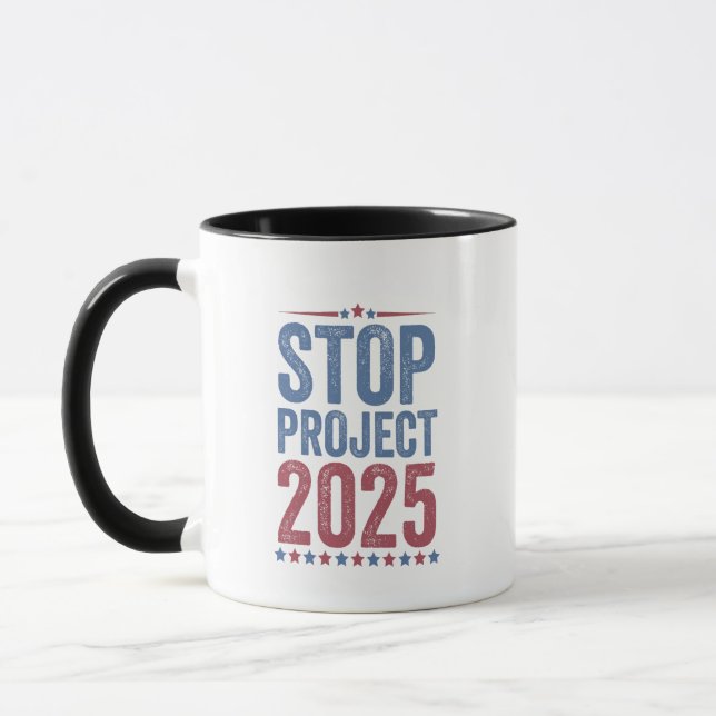 Stop Project 2025 Trump Harris American Patroitic Mug (Left)
