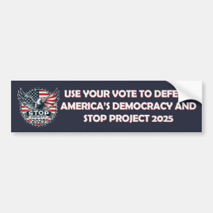 Stop Project 2025 Vote Blue Bumper Sticker