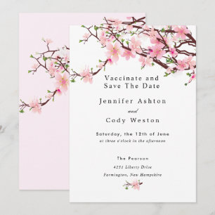 Stop Quarantine Vaccinate Cherry Blossom Wedding Save The Date