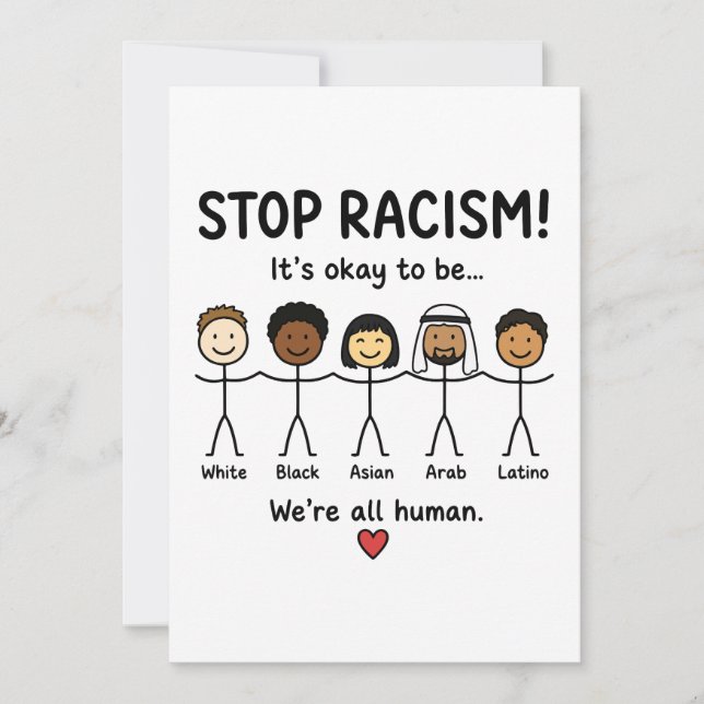 Stop racism we're all human invitation (Front)