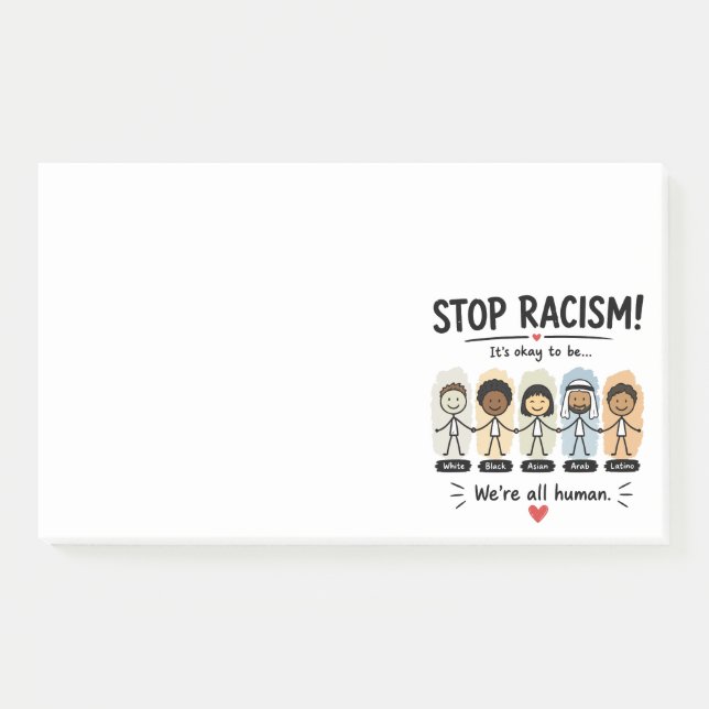 Stop racism we're all human post-it notes (Front)