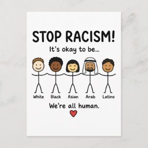 Stop racism we're all human postcard