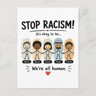 Stop racism we're all human postcard