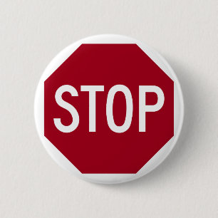Stop Sign 6 Cm Round Badge