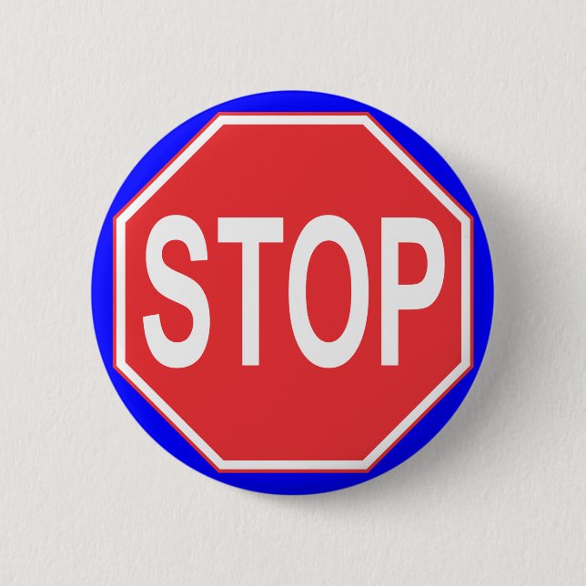 STOP SIGN 6 CM ROUND BADGE (Front)