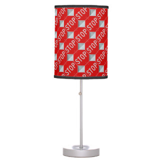 Stop Sign Black / Red and White Table Lamps