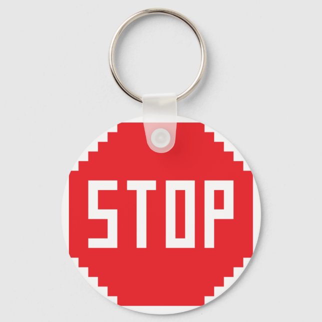 Stop Sign Button Keychain (Front)