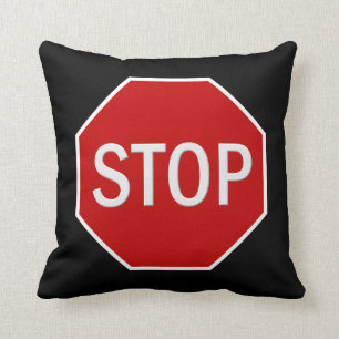 Stop sign cartoon throw pillow