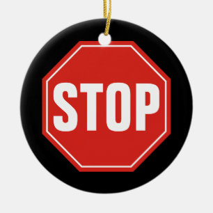 STOP Sign Ceramic Tree Decoration