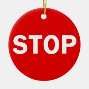 Stop Sign Ceramic Tree Decoration