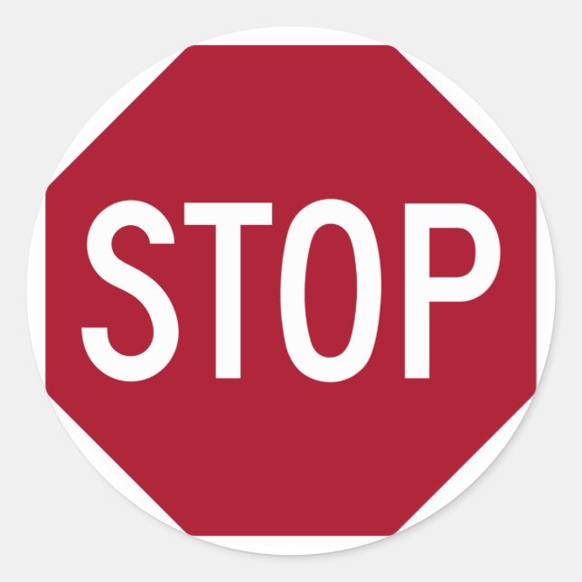 Stop Sign Classic Round Sticker (Front)