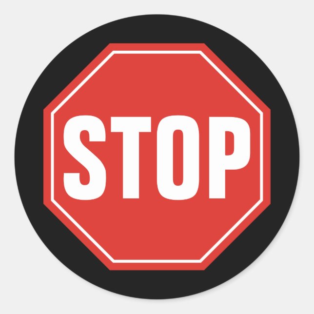 STOP Sign Classic Round Sticker (Front)