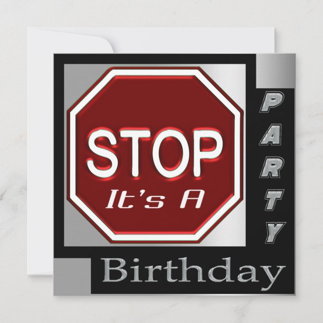 Stop Sign Customised Birthday Party Invitations (Front)
