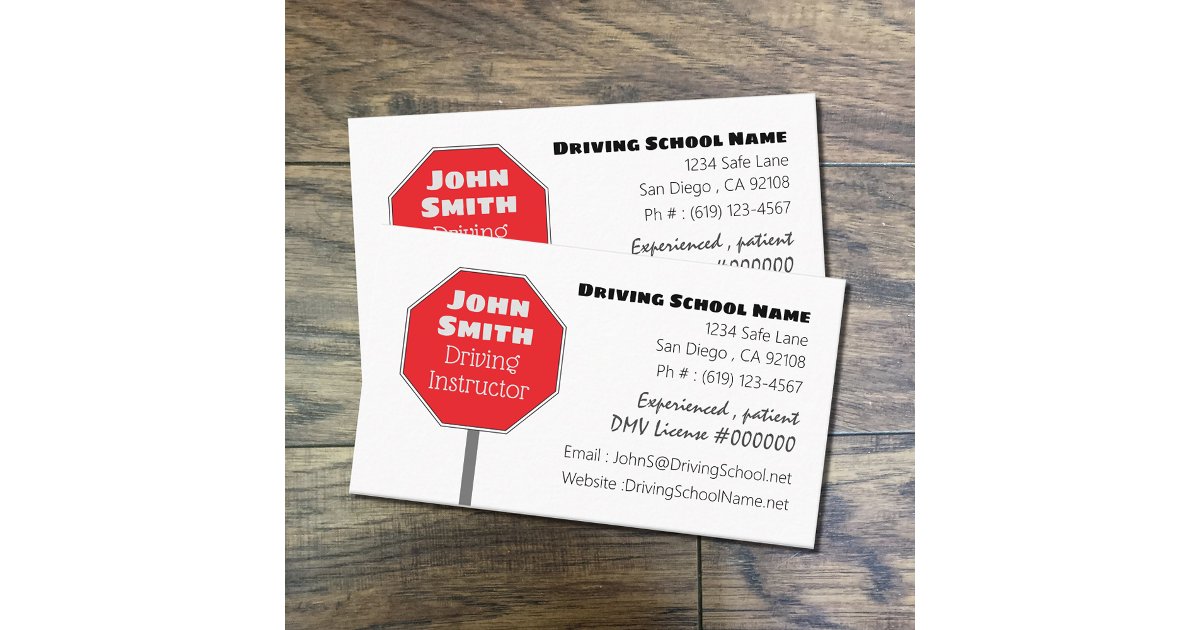 Stops Instructor Pin Stop Sign Driver Instructor Business Cards | Zazzle