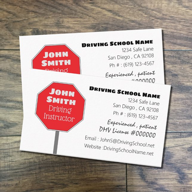 Stop Sign Driver Instructor Business Cards (Creator Uploaded)