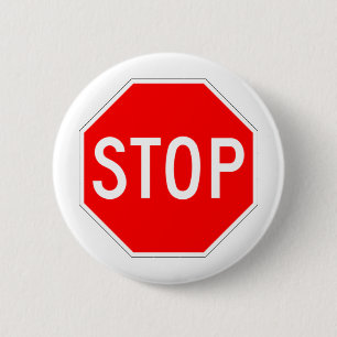 Stop Sign - Highway Hexagon 6 Cm Round Badge