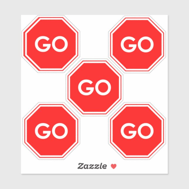 Stop Sign Humour 5 Custom-Cut Vinyl Stickers (Sheet)